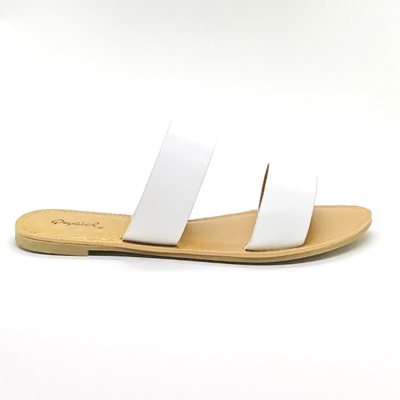 LAST PAIR🚨 White Two Band Slides - Picture 3 of 5